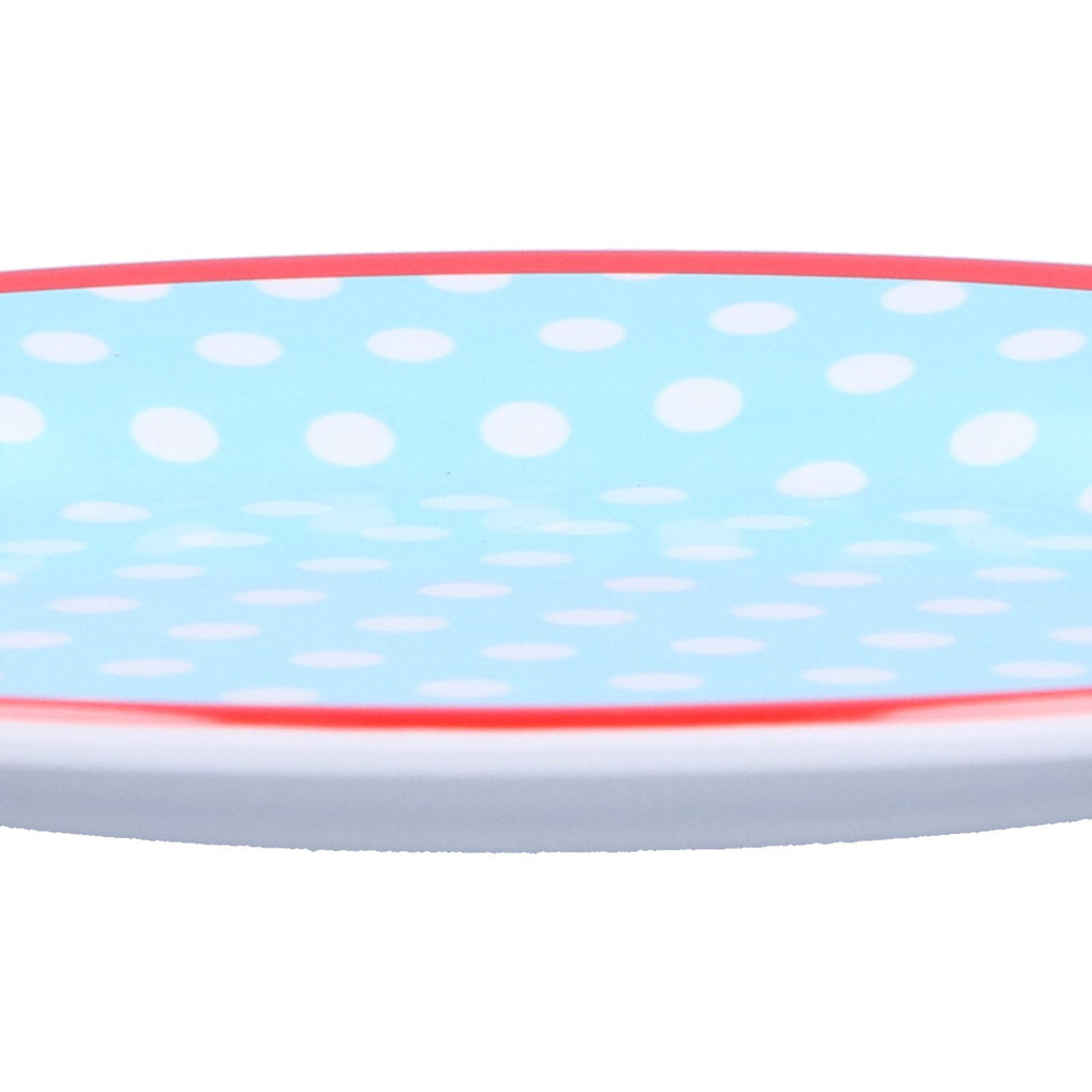 9in Imitation Porcelain Dinner Plate Decorative Reusable Snack Plate Lightweight Tableware for Cakes FruitLight Blue Dot