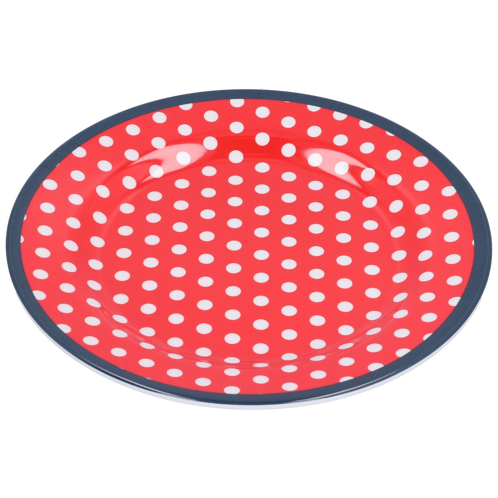 9in Imitation Porcelain Dinner Plate Decorative Reusable Snack Plate Lightweight Tableware for Cakes FruitRed Dot