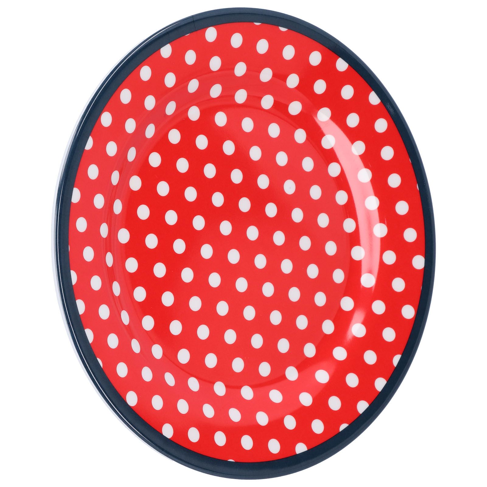 9in Imitation Porcelain Dinner Plate Decorative Reusable Snack Plate Lightweight Tableware for Cakes FruitRed Dot