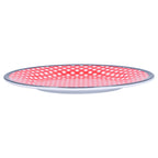 9in Imitation Porcelain Dinner Plate Decorative Reusable Snack Plate Lightweight Tableware for Cakes FruitRed Grid