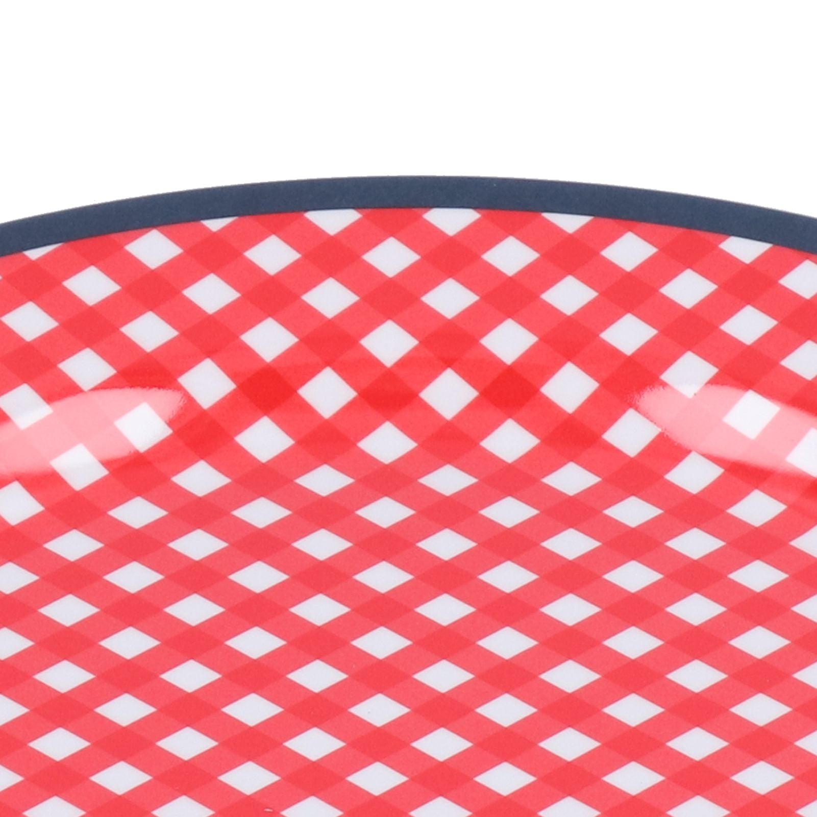 9in Imitation Porcelain Dinner Plate Decorative Reusable Snack Plate Lightweight Tableware for Cakes FruitRed Grid
