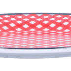 9in Imitation Porcelain Dinner Plate Decorative Reusable Snack Plate Lightweight Tableware for Cakes FruitRed Grid