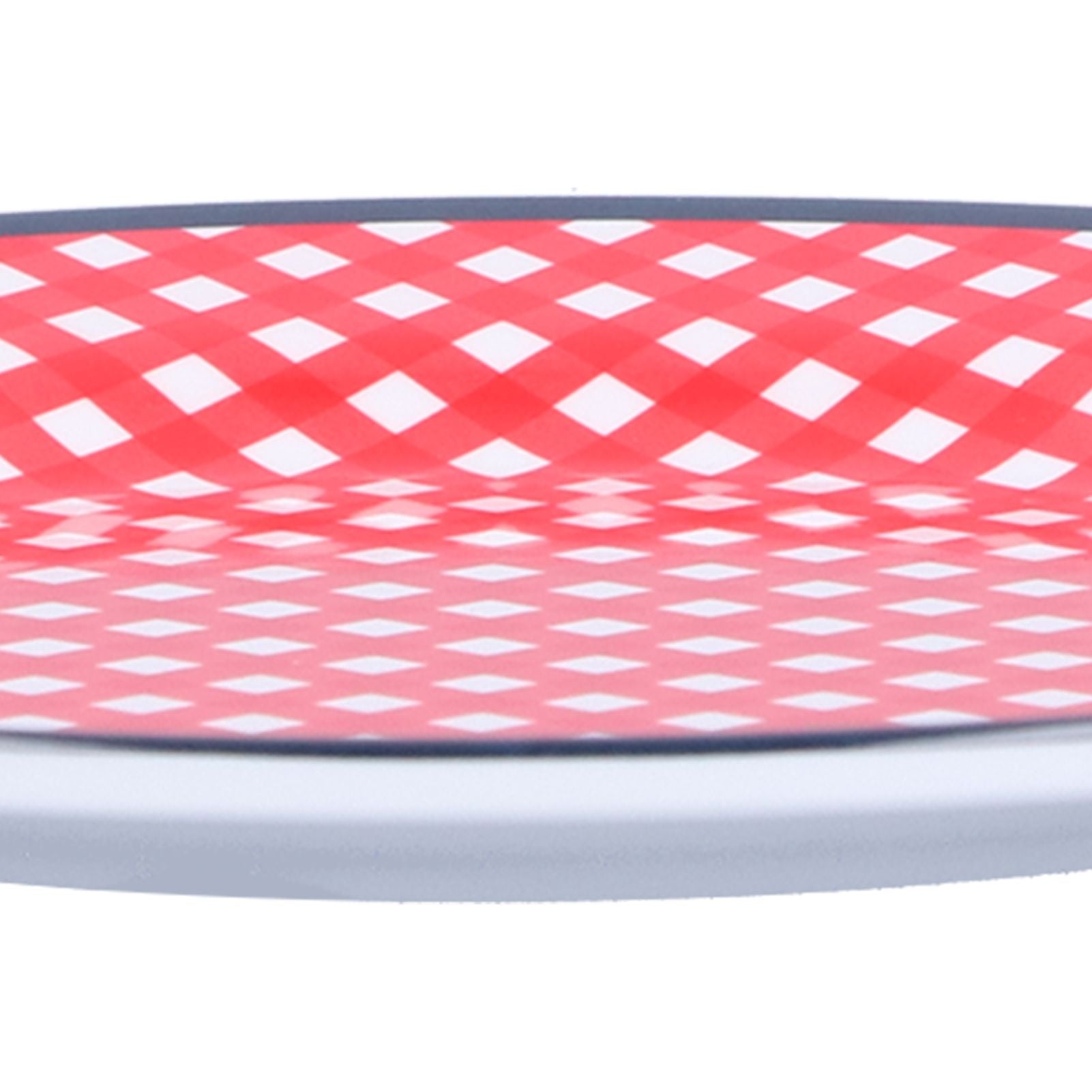 9in Imitation Porcelain Dinner Plate Decorative Reusable Snack Plate Lightweight Tableware for Cakes FruitRed Grid