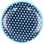 9in Imitation Porcelain Dinner Plate Decorative Reusable Snack Plate Lightweight Tableware for Cakes FruitDark Blue Dot
