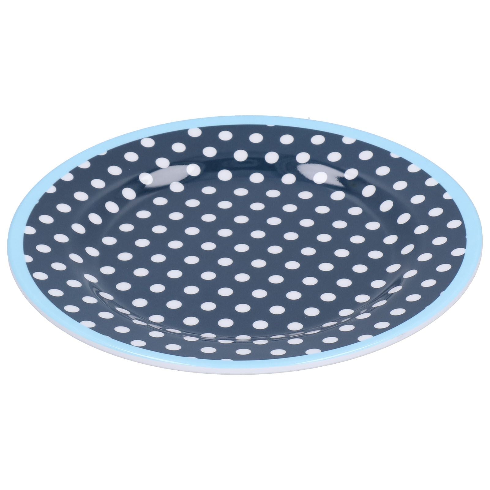 9in Imitation Porcelain Dinner Plate Decorative Reusable Snack Plate Lightweight Tableware for Cakes FruitDark Blue Dot