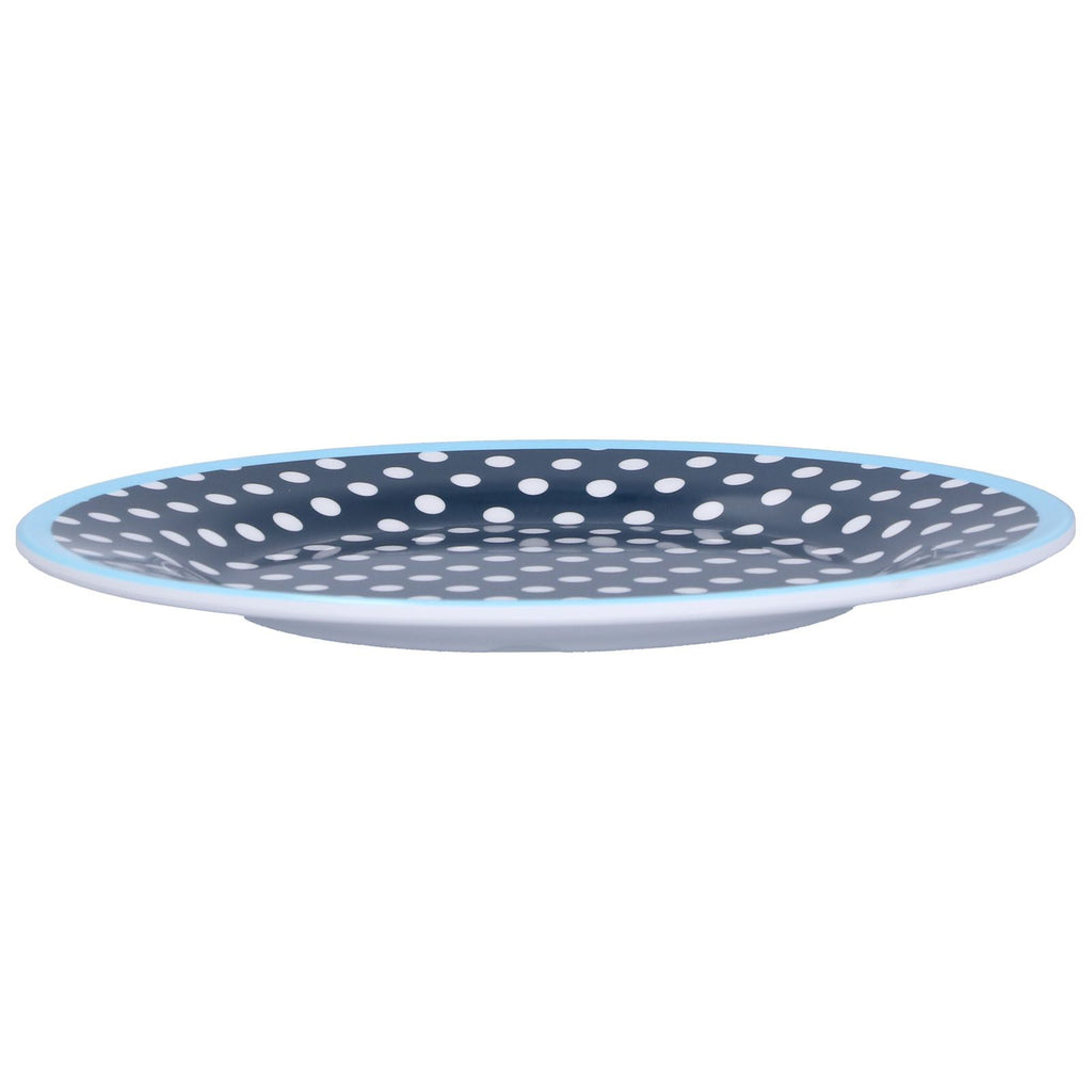 9in Imitation Porcelain Dinner Plate Decorative Reusable Snack Plate Lightweight Tableware for Cakes FruitDark Blue Dot
