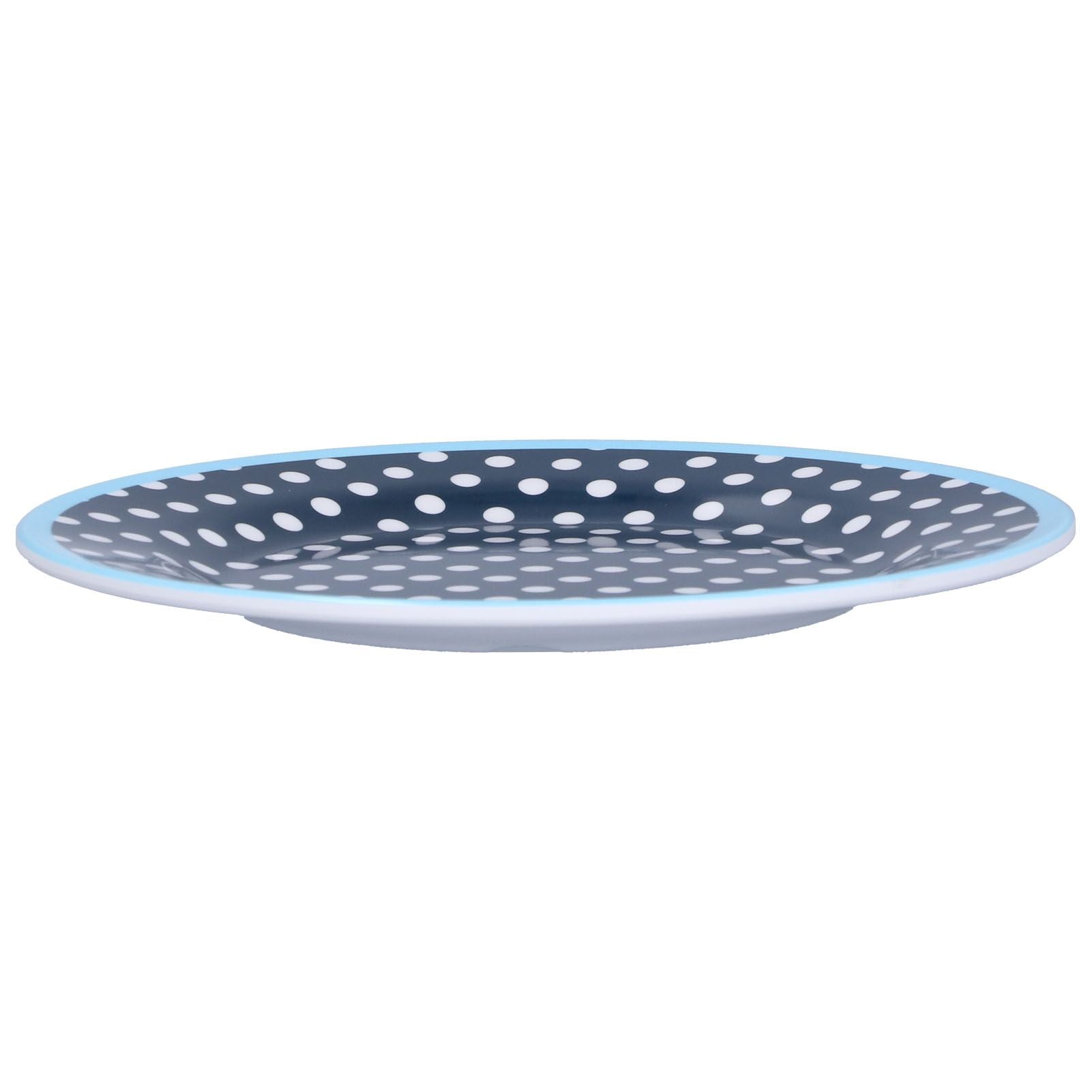 9in Imitation Porcelain Dinner Plate Decorative Reusable Snack Plate Lightweight Tableware for Cakes FruitDark Blue Dot