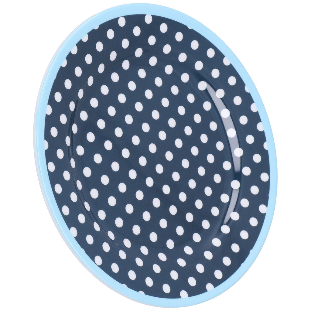 9in Imitation Porcelain Dinner Plate Decorative Reusable Snack Plate Lightweight Tableware for Cakes FruitDark Blue Dot