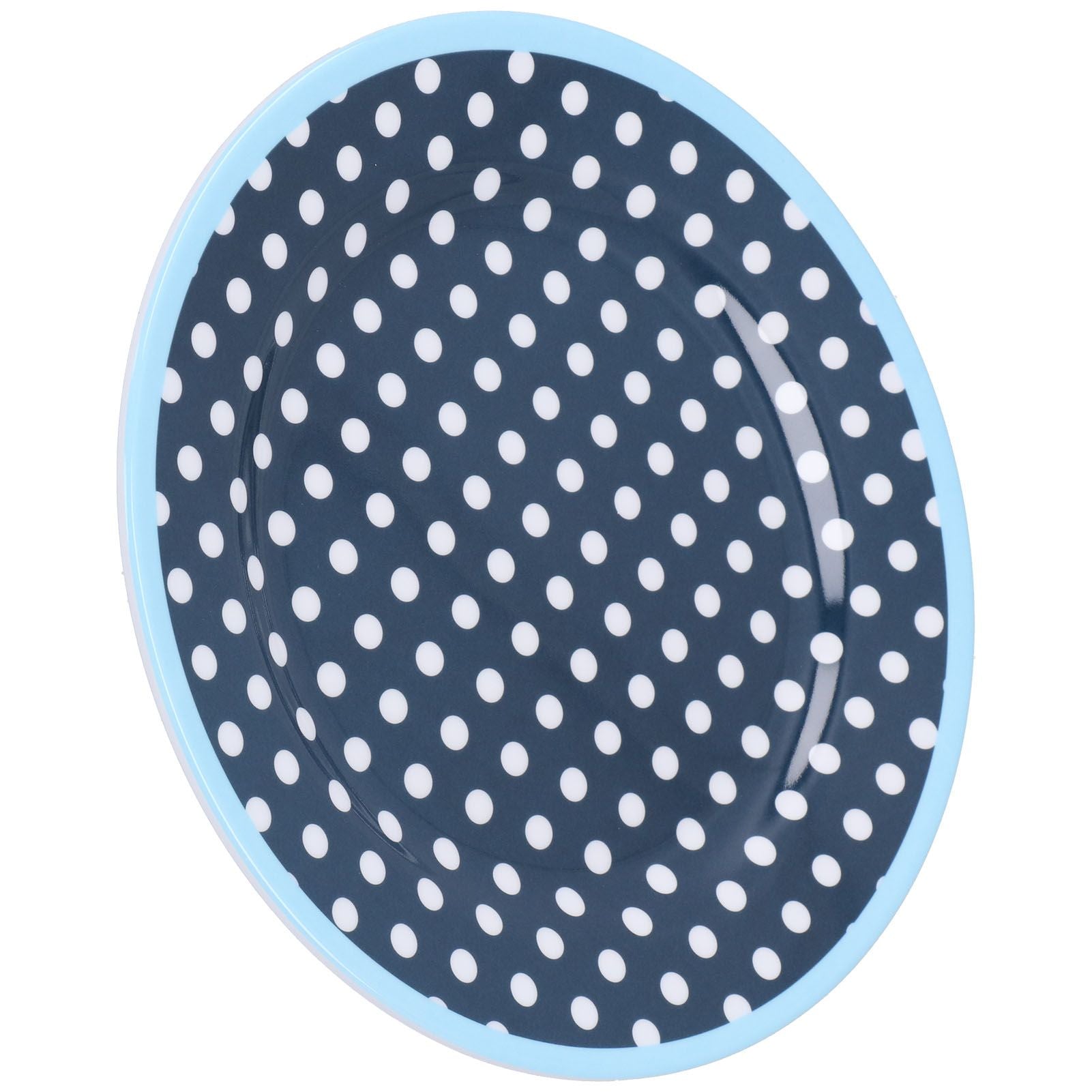 9in Imitation Porcelain Dinner Plate Decorative Reusable Snack Plate Lightweight Tableware for Cakes FruitDark Blue Dot