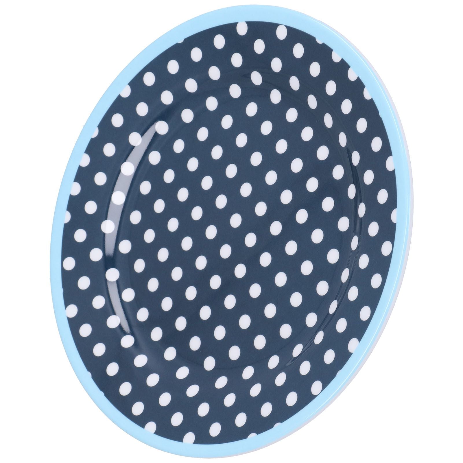 9in Imitation Porcelain Dinner Plate Decorative Reusable Snack Plate Lightweight Tableware for Cakes FruitDark Blue Dot