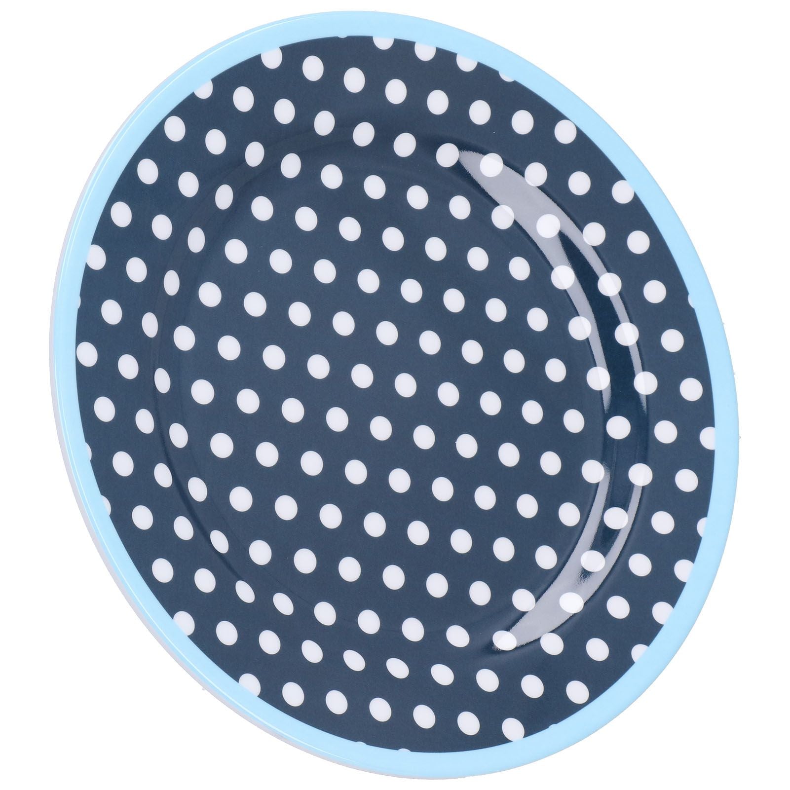 9in Imitation Porcelain Dinner Plate Decorative Reusable Snack Plate Lightweight Tableware for Cakes FruitDark Blue Dot
