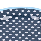 9in Imitation Porcelain Dinner Plate Decorative Reusable Snack Plate Lightweight Tableware for Cakes FruitDark Blue Dot
