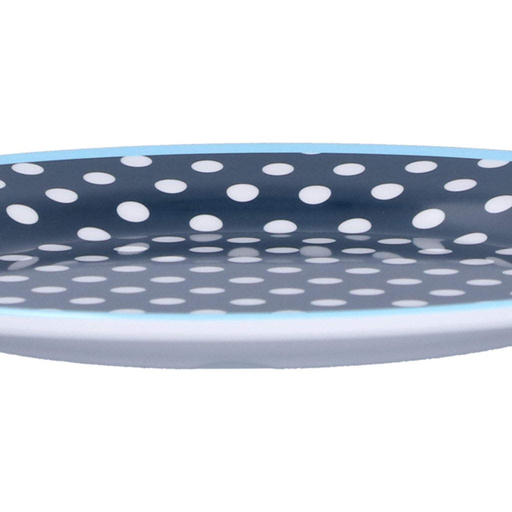 9in Imitation Porcelain Dinner Plate Decorative Reusable Snack Plate Lightweight Tableware for Cakes FruitDark Blue Dot