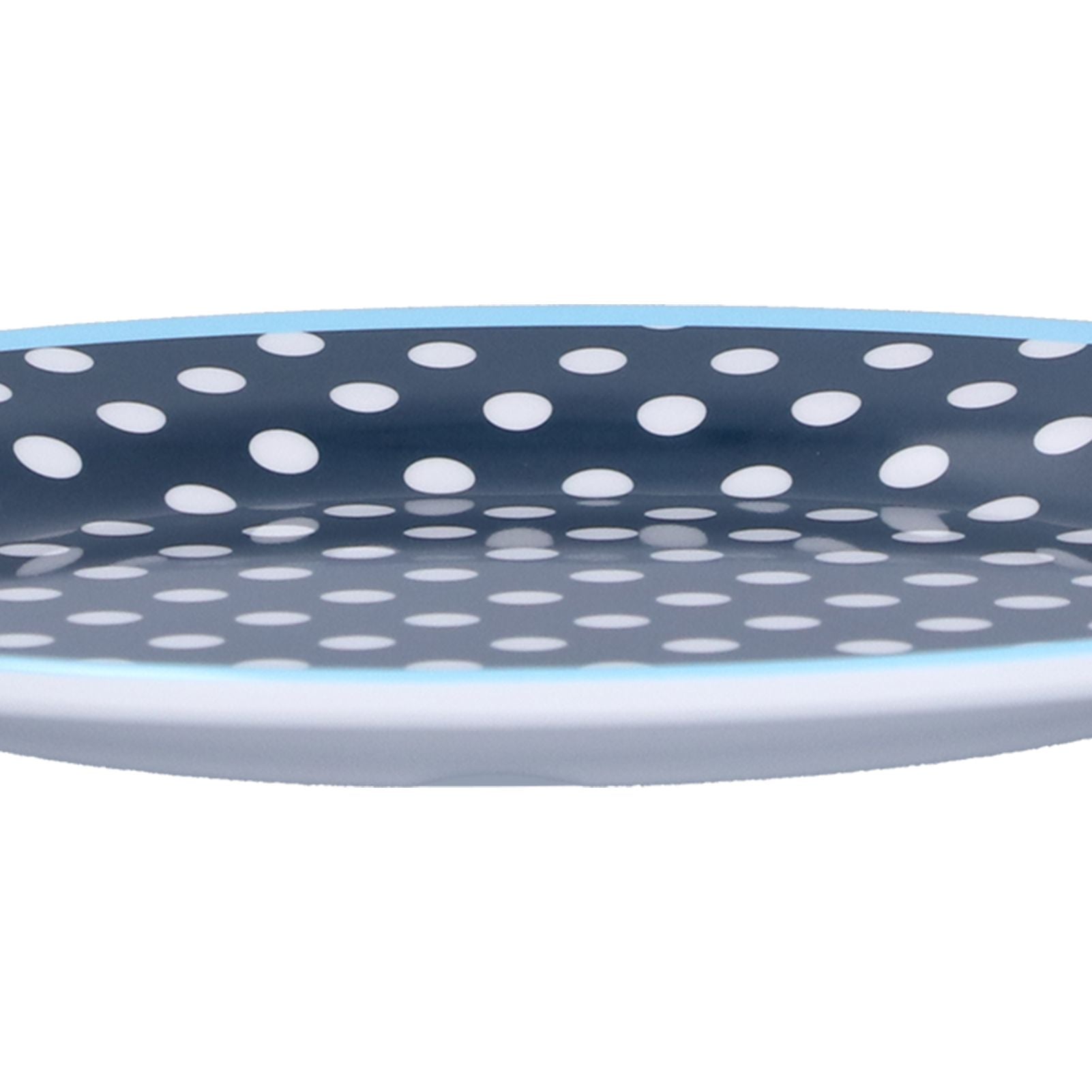 9in Imitation Porcelain Dinner Plate Decorative Reusable Snack Plate Lightweight Tableware for Cakes FruitDark Blue Dot