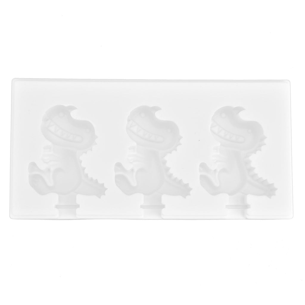 Multi Grid Silicone Ice Bar Mold Heat Resistant Ice Cream Making Mold Kitchen DIY Tool(3Grid Dinosaur Shape )