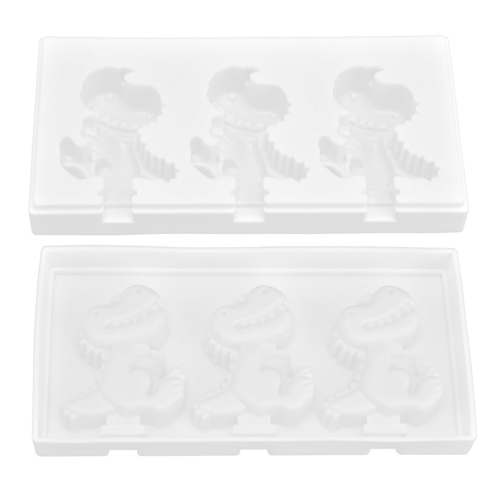 Multi Grid Silicone Ice Bar Mold Heat Resistant Ice Cream Making Mold Kitchen DIY Tool(3Grid Dinosaur Shape )