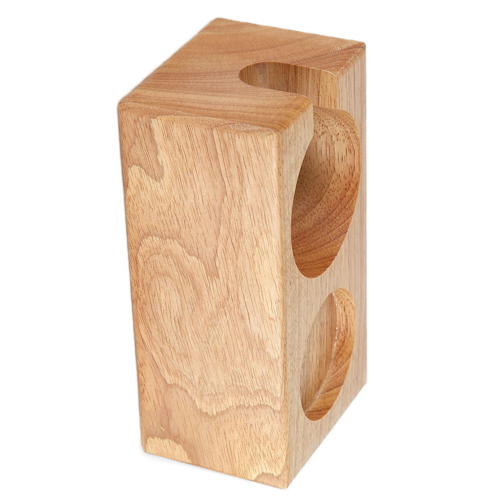 2‑Hole Wooden Tamper Base Natural Wood Color External Durable Tamping Station Handle Stand for Coffee Shop Home