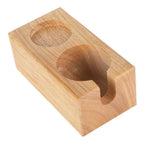 2‑Hole Wooden Tamper Base Natural Wood Color External Durable Tamping Station Handle Stand for Coffee Shop Home