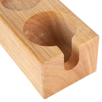 2‑Hole Wooden Tamper Base Natural Wood Color External Durable Tamping Station Handle Stand for Coffee Shop Home