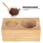 2‑Hole Wooden Tamper Base Natural Wood Color External Durable Tamping Station Handle Stand for Coffee Shop Home