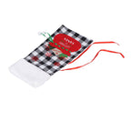 Square Grid Design Wine Bottle Cover Wine Bottle Sweater Bag for Home Christmas Party Home BarBlack White Grid