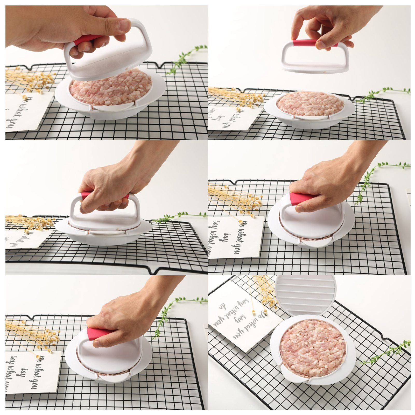 Non Stick Burger Pressing Mold DIY Hamburger Patty Maker Rice Ball Mold for Kitchen Use