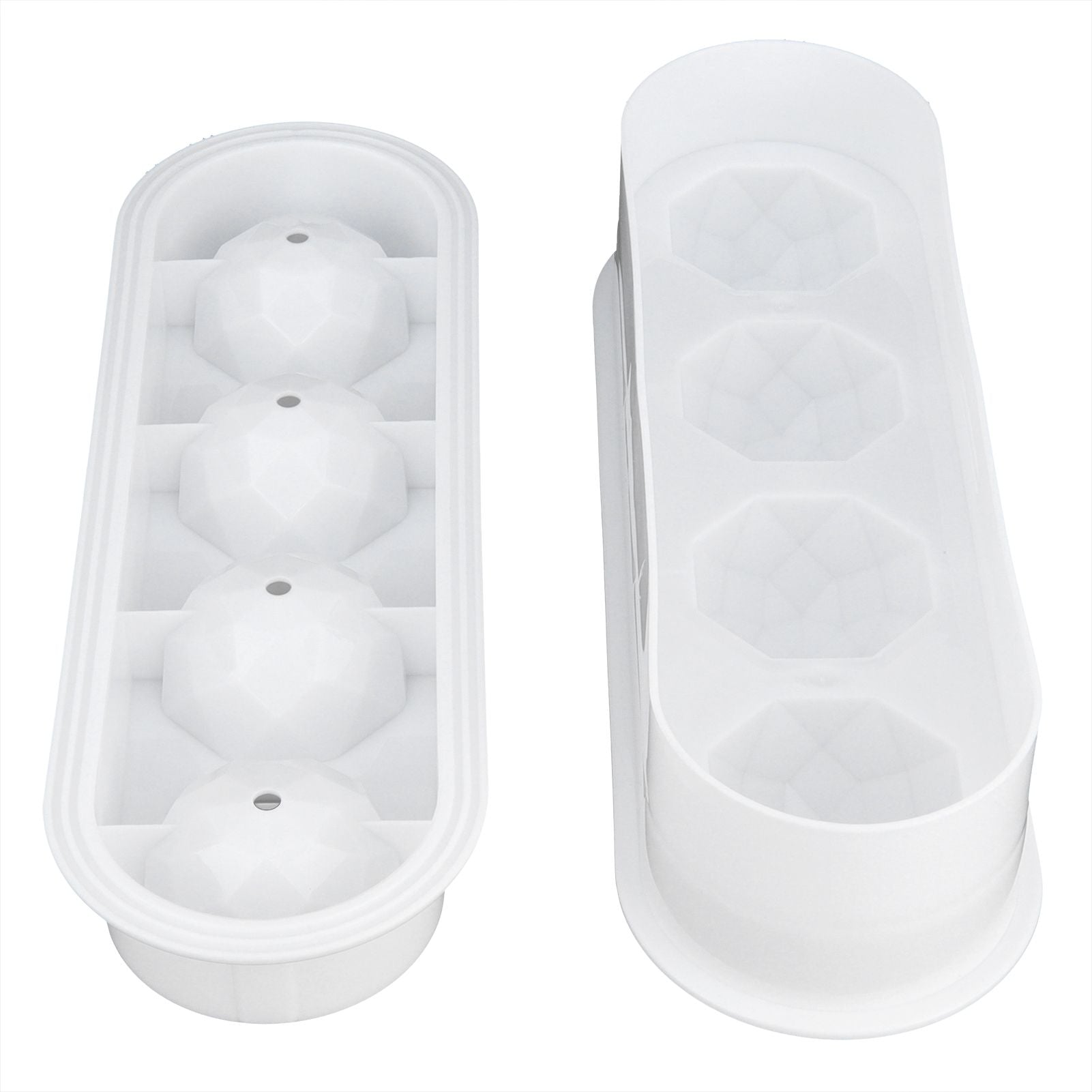 2Pcs 4 Grids Food Grade Ice Cubes Mold Whiskey Ice Ball Making Mold Tray for Home Bar