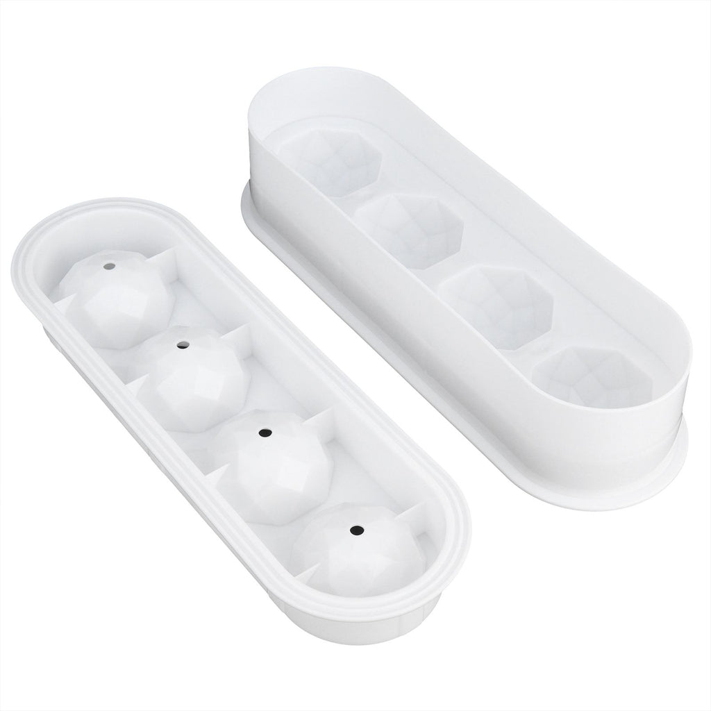 2Pcs 4 Grids Food Grade Ice Cubes Mold Whiskey Ice Ball Making Mold Tray for Home Bar