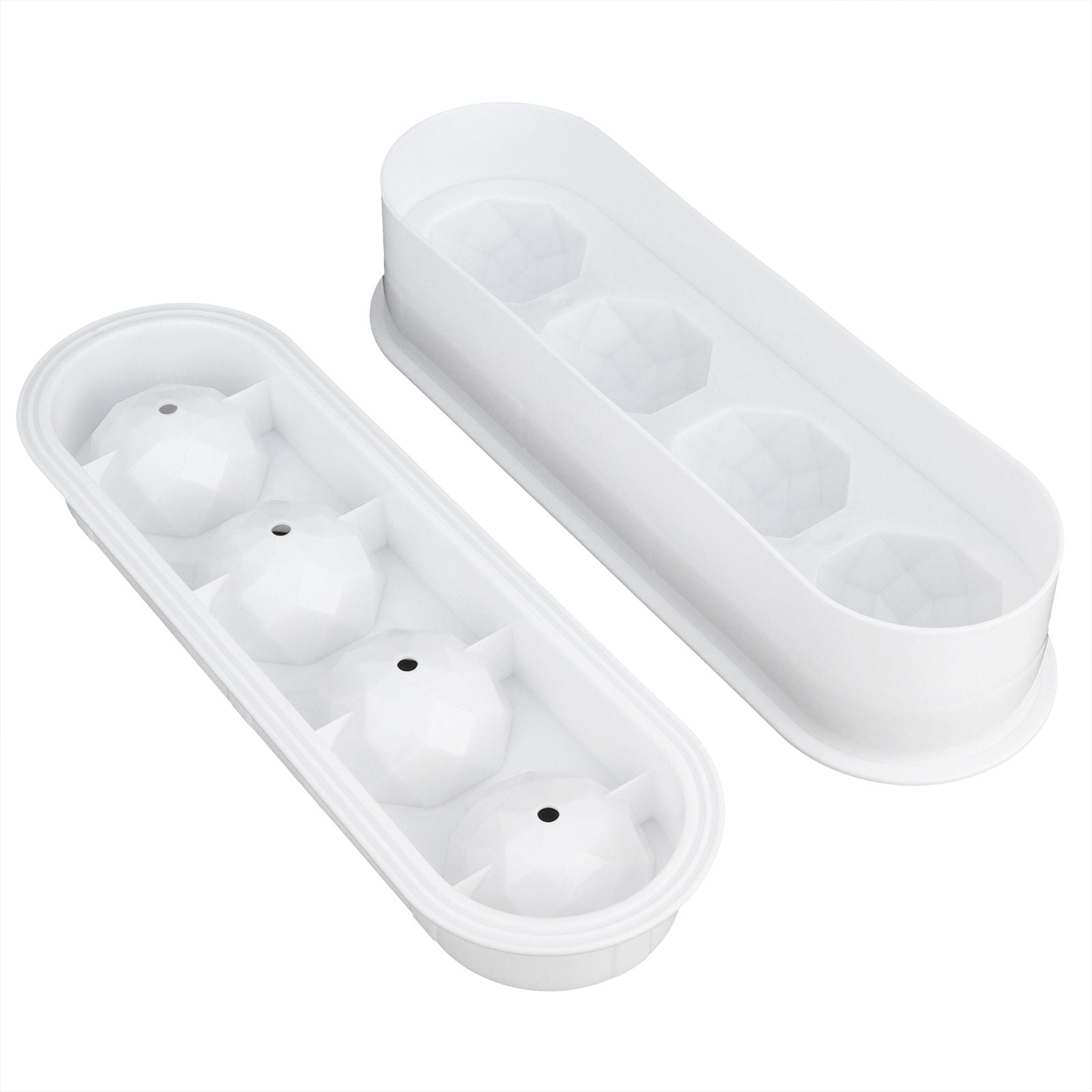 2Pcs 4 Grids Food Grade Ice Cubes Mold Whiskey Ice Ball Making Mold Tray for Home Bar