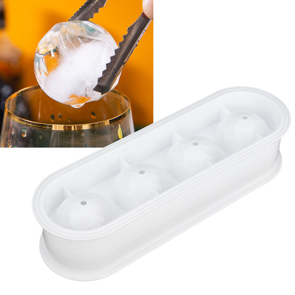 2Pcs 4 Grids Food Grade Ice Cubes Mold Whiskey Ice Ball Making Mold Tray for Home Bar