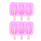 2Pcs 3 Grid Silicone Ice Cream Mold with Lid Rabbit Shaped Mold for Summer Home Kitchen