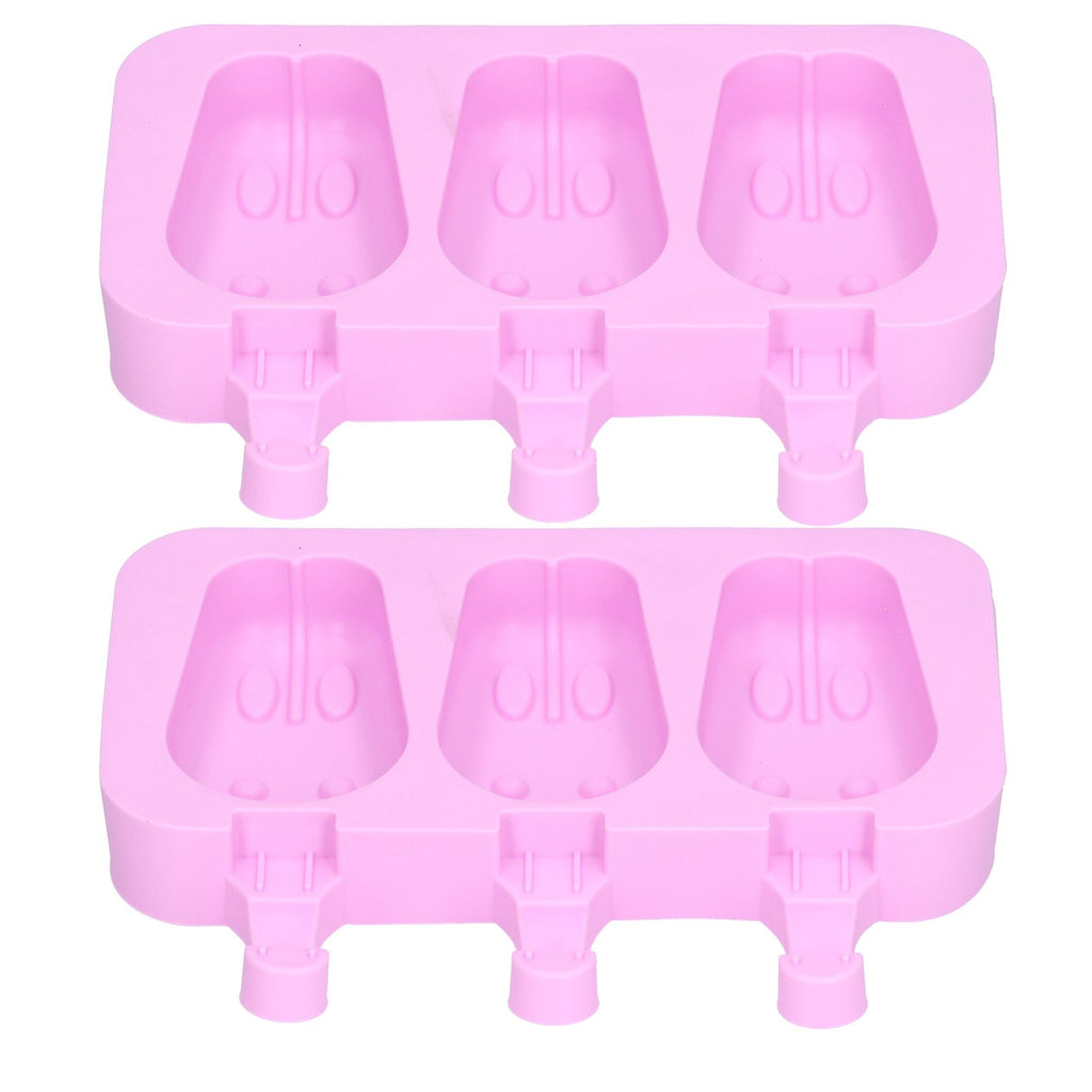 2Pcs 3 Grid Silicone Ice Cream Mold with Lid Rabbit Shaped Mold for Summer Home Kitchen