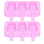 2Pcs 3 Grid Silicone Ice Cream Mold with Lid Rabbit Shaped Mold for Summer Home Kitchen