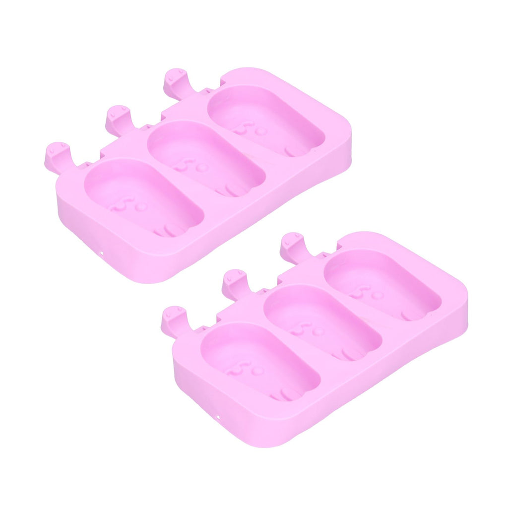2Pcs 3 Grid Silicone Ice Cream Mold with Lid Rabbit Shaped Mold for Summer Home Kitchen