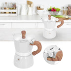 150ML Practical Aluminum Coffee Maker Octagonal Moka Coffee Pot for Home Office Kitchen ApplianceMilky White