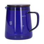 500ml Heat Resistant Coffee Server with Wooden Lid Household Tea Kettle for Home OfficeBlue