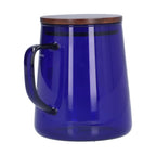 500ml Heat Resistant Coffee Server with Wooden Lid Household Tea Kettle for Home OfficeBlue