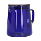 500ml Heat Resistant Coffee Server with Wooden Lid Household Tea Kettle for Home OfficeBlue