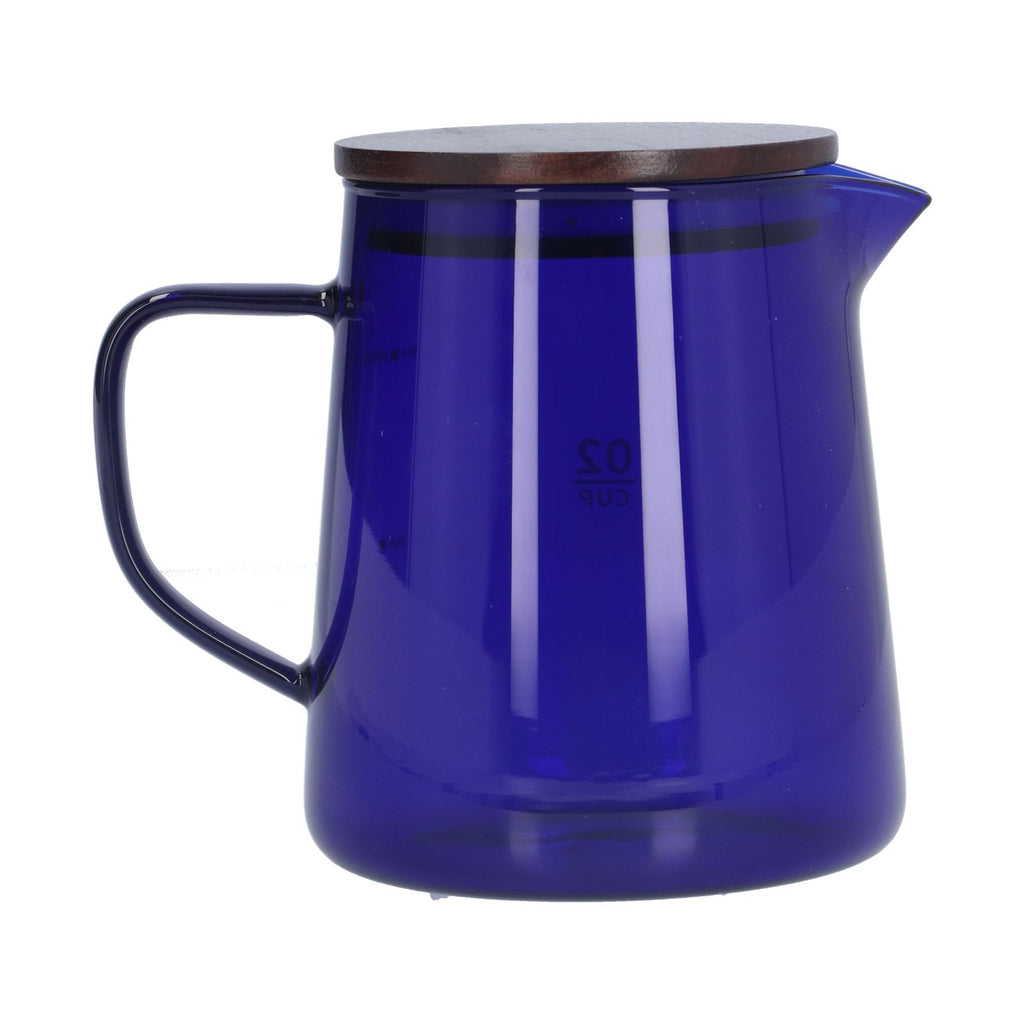 500ml Heat Resistant Coffee Server with Wooden Lid Household Tea Kettle for Home OfficeBlue