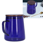 500ml Heat Resistant Coffee Server with Wooden Lid Household Tea Kettle for Home OfficeBlue