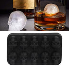 10 Grids Ice Cube Mold Silicone Black Professional Skull Ice Cube Mold for Halloween Home Bar