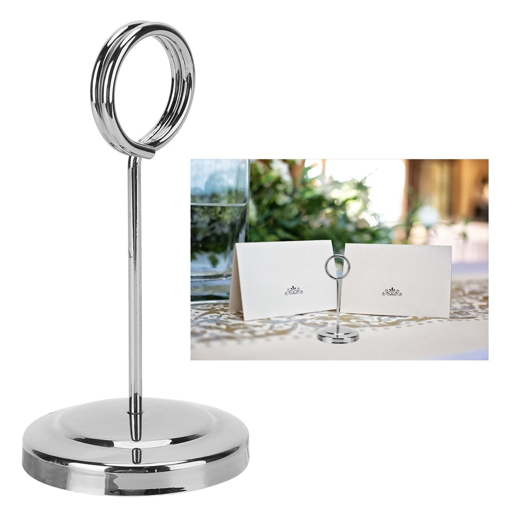 Table Number Holder Stainless Steel Durable Fade Resistant Lightweight Picture Clip for Hotel Restaurant10.5cm Silver