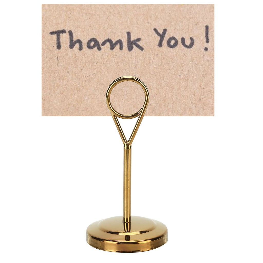 Table Number Holder Stainless Steel Durable Fade Resistant Lightweight Picture Clip for Hotel Restaurant10.5cm Gold