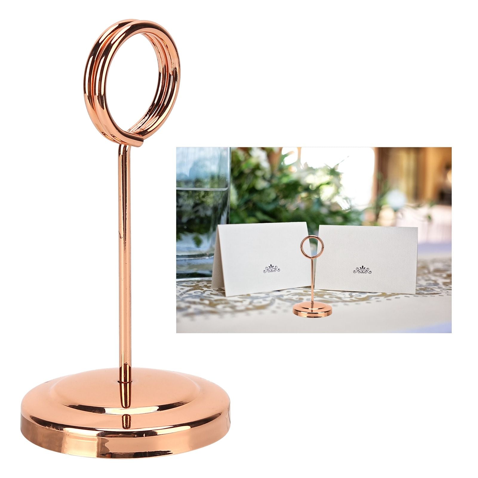 Table Number Holder Stainless Steel Durable Fade Resistant Lightweight Picture Clip for Hotel Restaurant10.5cm Rose Gold