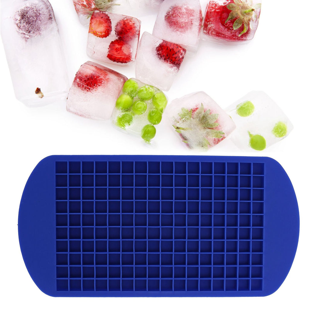 160 Grid Ice Tray Square Flexible Silicone High Temperature Resistant Mini Ice Cube Mold for Home RestaurantBlue