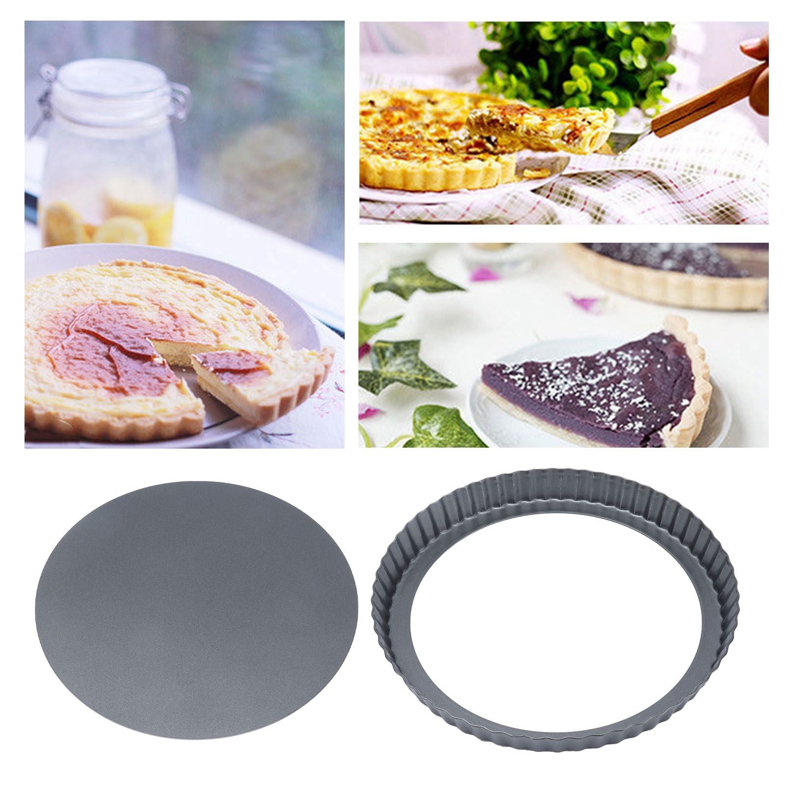 9in Bakeware Carbon Steel Baking Pan with Movable Chassis and Wavy Edge Nonstick Black for Family Baking9in Movable Chassis Pie Pan