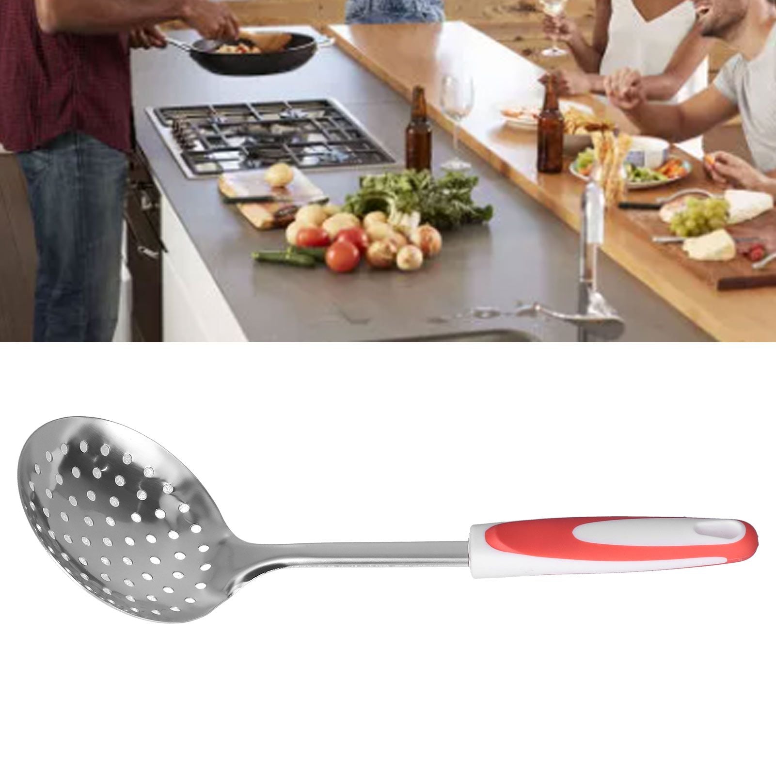Thickened Colander Spoon Hand Polished Soup Hot Pot Spoon Non Slip Stainless Steel Kitchen Strainer Scoop