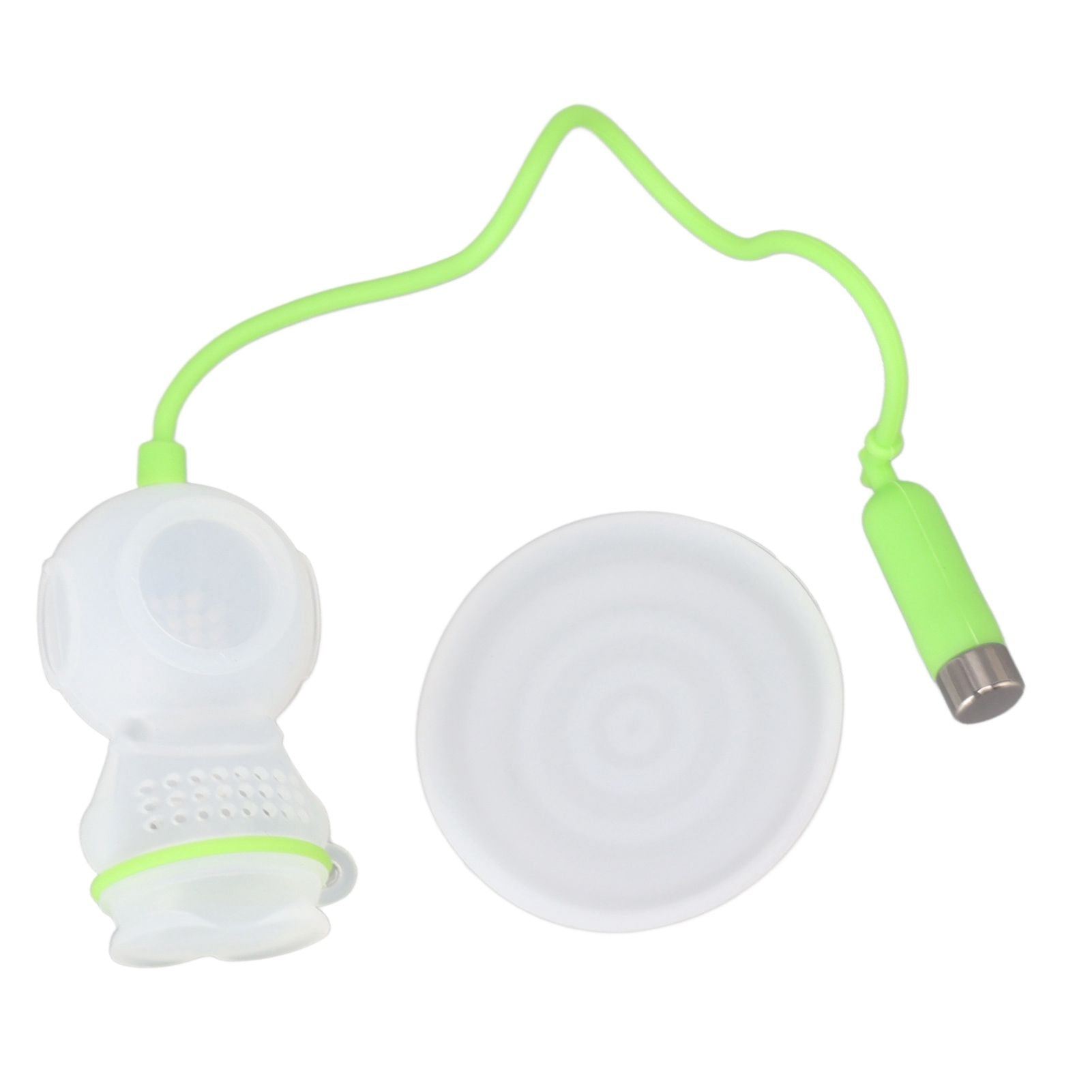Silicone Tea Infuser Cute Diver Shape Loose Tea Leaf Filter Tea Diffuser Strainer with Chain and Drip Tray for Home Green