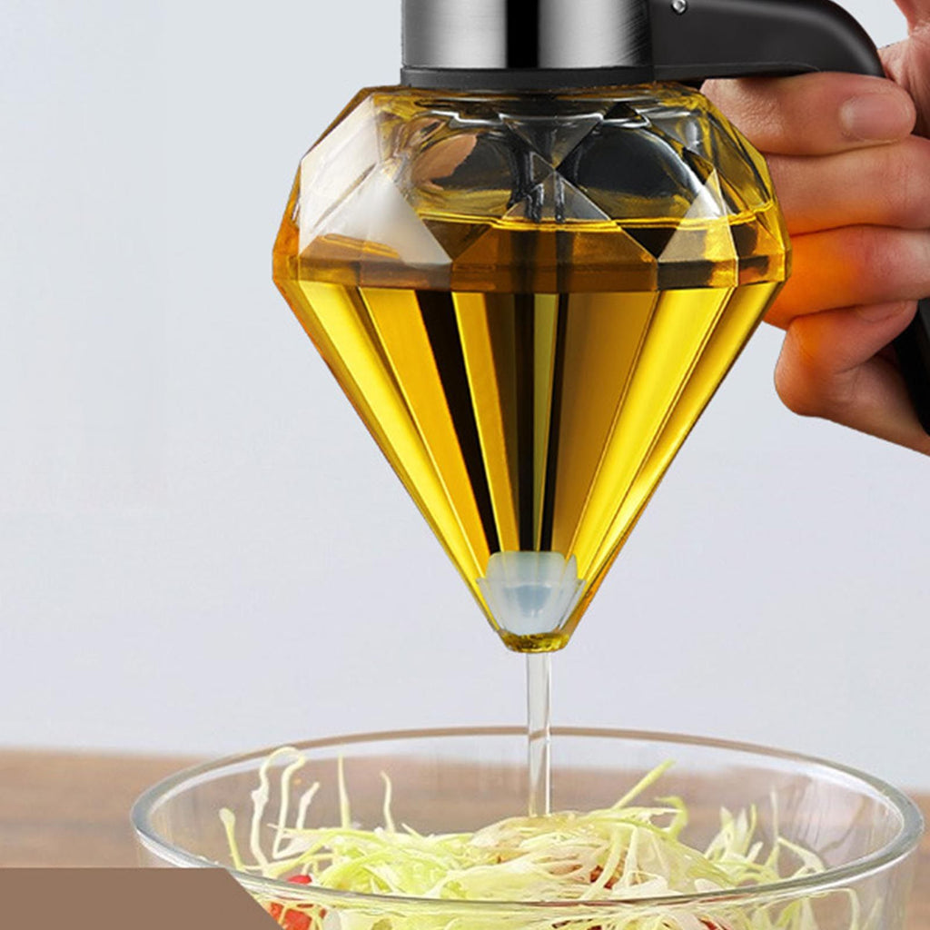 Diamond Honey Bottle Press Type Transparent Glass 200ml Handheld Oil Dispenser for Soy Sauce