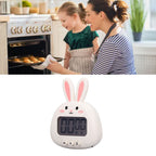 Cartoon Digital Timer ABS Portable Lightweight Simple To Use Cute Cartoon Timer for Kitchen Cooking White Rabbit